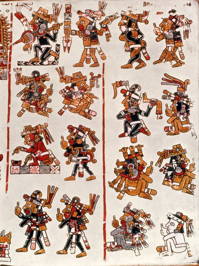 Mexican codex showing the genealogy of the Aztec civilisation by Mexican School